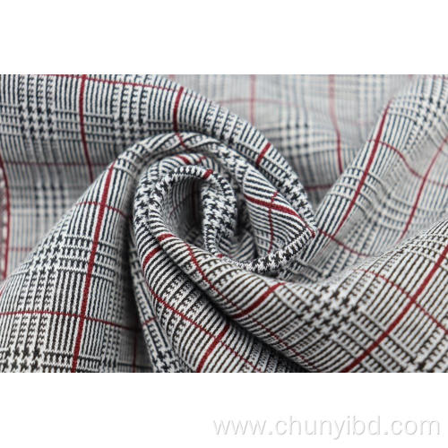 Red Checkered Jacquard Fabrics In Black And White